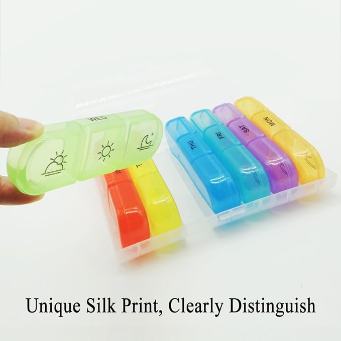 Pill Organizer Case Large Capacity, Dual Protection Pill Box 7 Day | 3 Times a Day, Daily Travel 21 Compartment Medicine Dispenser Weekly Planner for Vitamin, Medication, Fish Oil, Supplements