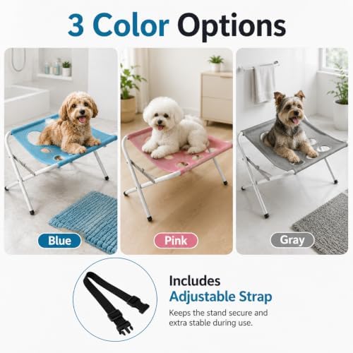 Foldable Pet Bathing Stand, Dog Bath Sling, Pet Hammock for Small Dogs (Blue) | Portable Dog Washing Hammock | Foldable Grooming Holder | Bathing Support for Small Dogs