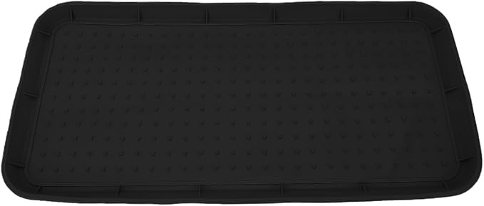 Asixxsix Silicone Boot Tray, 30x15 inch Non Slip Shoe Tray with Raised Edge, Pet Feeding Mat Sink Protector, Heavy Duty Boot Mat for Entryway Shoe Storage Indoor Outdoor Use (Black)