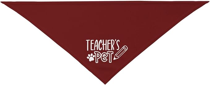 Teacher's Pet Dog Bandana,Funny Bandana Gift,Photo Prop Accessories for Dog Lovers Owner Gift,Triangle Reversible Fall Scarf, Adjustable (Red)