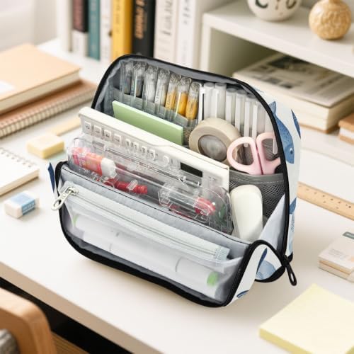 Small Fish Blue Pencil Case for Kids Girls Boys | Large Pencil Pouch Pen Bag Holder with Big Capacity