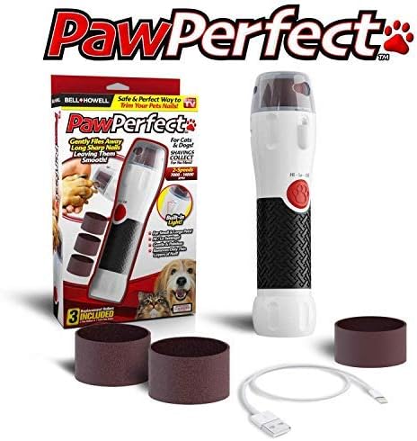 Bell+Howell PAWPERFECT Set of 2 Pet Nail Rotating File with 7000-14000 RPM's, Dog Nail Grinder Gentle and Painless Trimmer in 3 Modes with 3 Replacement Rollers for Dogs Cats Nail Kit As Seen On TV