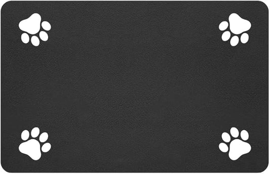 Pet Feeding Mat-Absorbent Pet Placemat for Food and Water Bowl, with Waterproof Rubber Backing, Quick Dry Water Dispenser Mat for Dog and Cat (27"x17", Black)