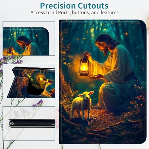 Case for Samsung Galaxy Tab A 10.1" 2016 SM-T580/T585/T587, 360 Degree Rotating Stand with Multi-Angle Vertical & Horizontal Viewing Shockproof Shell for Women Men, Man Sheep Forest
