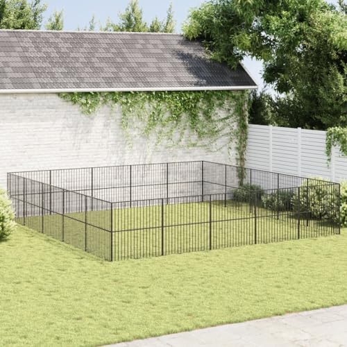Large Dog Playpen Heavy Duty Galvanized Steel Pet Exercise Pen for Medium and Small Breeds 196.9 x 196.9 x 39.4 Inch Black