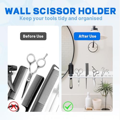 Acrylic Shear Holder Wall Mounted 12 Slot Scissors Holder Rack for Stylist