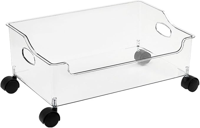 Portable Rolling Book Box Efficient Magazine Storage Organizer with Wheels for High School Students Classic Textbook Arrangement Can, Made From PET
