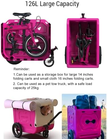 Generic Pet Carrier Trailer, Jungle Folding Cart with Wheels for Camping, Multifunctional Storage Box for Kids