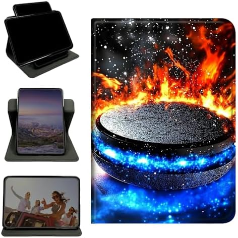 Case for Samsung Galaxy Tab A 10.1" 2019 SM-T510/T515/T517, 360 Degree Rotating Stand with Multi-Angle Vertical & Horizontal Viewing Shockproof Shell for Women Men, Blue Red Flames