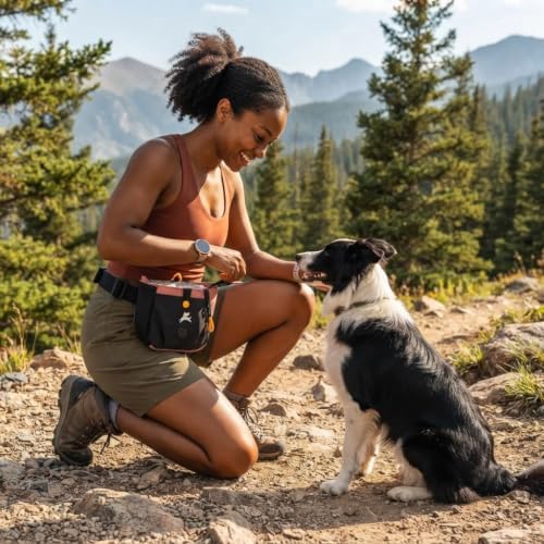 OllyDog Backcountry Day Bag | Dog Training Treat Pouch | Eco-Friendly Recycled Fabric Fanny Pack with Zipper Closure, Built-in Poop Bag Dispenser & Adjustable Waist Belt (Desert)