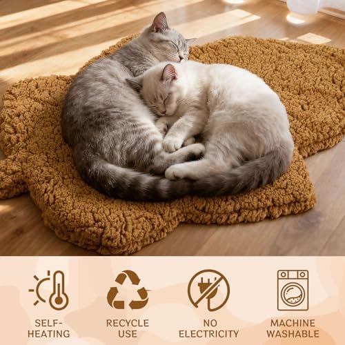 3 Pack Self Warming Pet Bed Leaf Shape Self Heating Cat Dog Mat Washable Thermal Sleeping Pad for Indoor Outdoor Hedgehog, Bunny, Sugar Glider, Rat, Chinchilla(Orange,Large-19 x29)