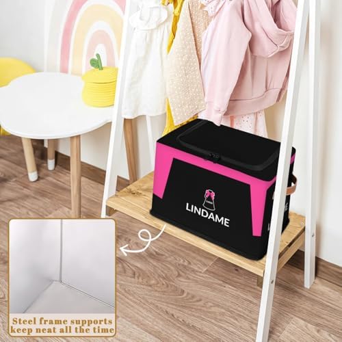 Custom Storage Basket with Zipper Lid, Cheer Cheerleader Foldable Fabric Storage Boxes Decorative Closet Shelves Clothes Organizer Container Cubes with Handle 1PCS