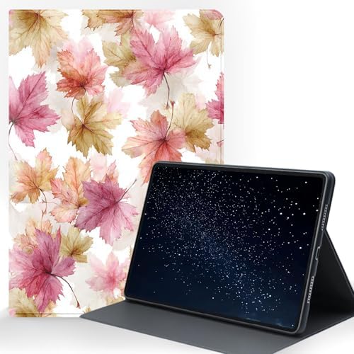 for Samsung Galaxy Tab A 8.0 2017 (SM-T380/T385) Tablet Protective Cover with Adjustable Stand and Magnetic Auto Wake/Sleep,Maple Leaf Print