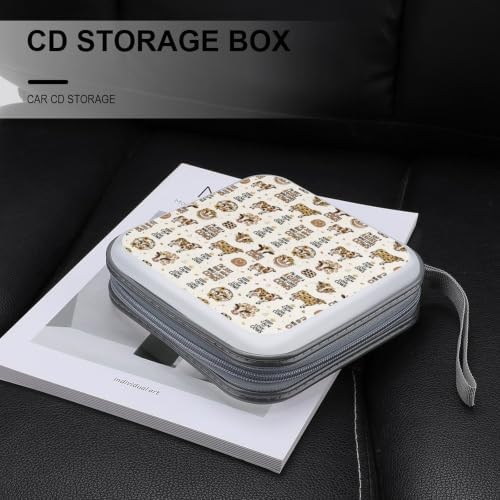 Hard Plastic DVD Storage Sunflower Cow CD Storage Binder Disc Wallet | 40 Capacity CD Holder Case, Scratch-Resistant, Zipper Closure for Home Office Car, Sunflower Cow Print Art