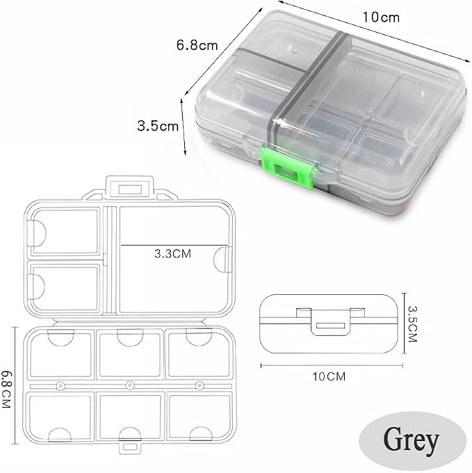 Large Pill Organizer Case, Weekly Vitamins Dispenser Container | Daily Travel Fish Oil Supplement Medicine Reminder Planner with Anti-Mixing Wide Openings Design, Easy to Retrieve Meds, Grey
