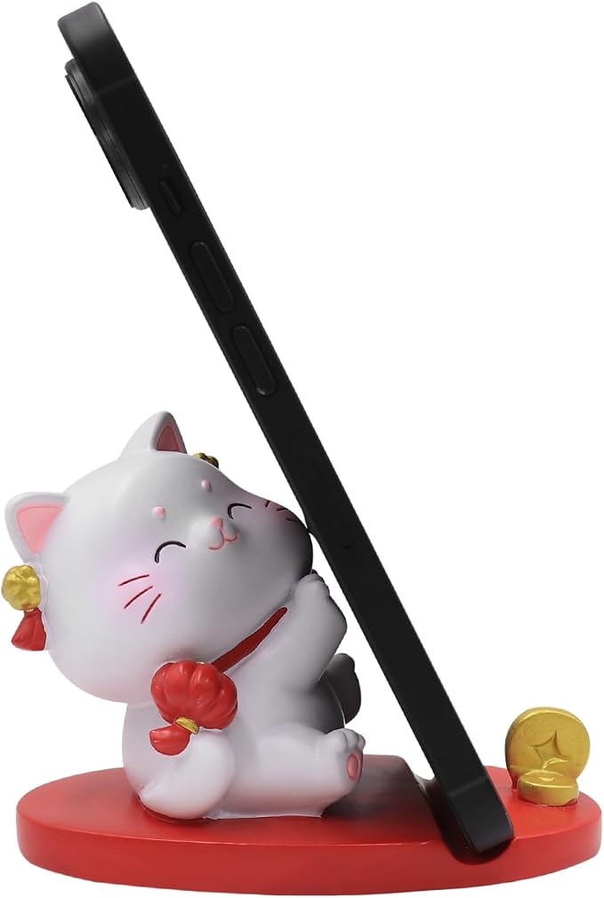 Cute Cat Phone Holder Desk Ornament Kawaii Phone Stand Universal Desk Phone Stand for All Mobile Smartphones Tablets