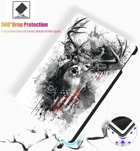 for Microsoft Surface Pro 7 Plus,Surface Pro 7/6/5/4 12.3" Tablet Case,Auto Wake/Sleep,Adjustable Stand Protective Cover - Deer Flag Art
