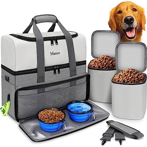 Mancro Dual Layers Dog Travel Bag,Dark Grey and Black