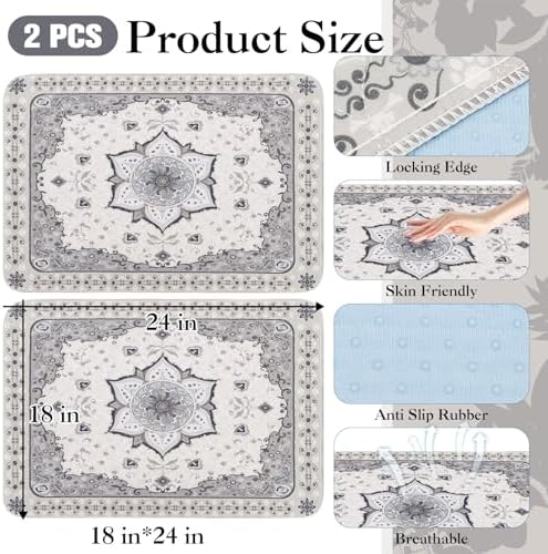 EXPAWLORER Washable Pee Pads for Dogs - 2 Pack Waterproof & Leakproof Reusable Training Dog Pads Pet Puppy Pads,Dog Nonslip Potty Pads for Floor, Crate, Couch Whelping Mats,Grey 18"x24"