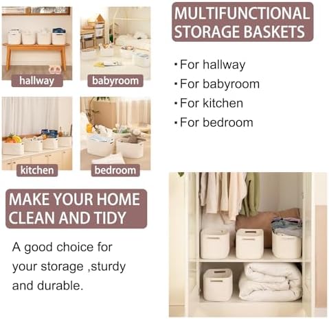 OIAHOMY 4 Pack Storage Baskets for Organizing 24L Cube Storage Bins White