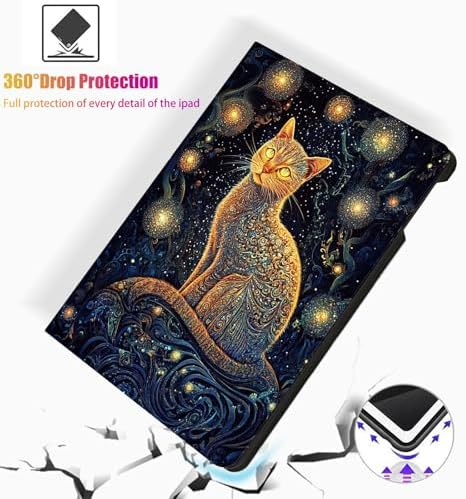 for Microsoft Surface Pro 7 Plus,Surface Pro 7/6/5/4 12.3" Tablet Case,Auto Wake/Sleep,Adjustable Stand Protective Cover - Galaxy Cat Art