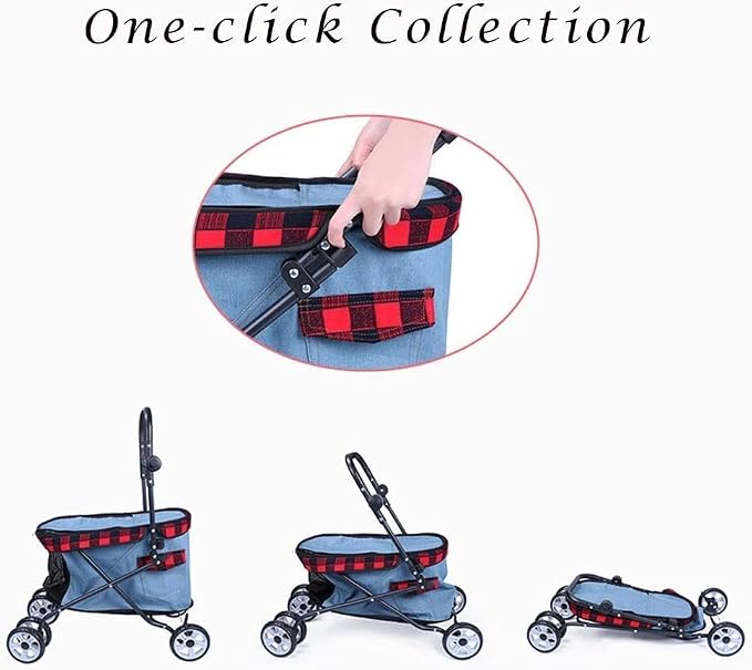 Lightweight Dog Strollers for Small Dogs Prime Dog Stroller Buggy 360° Smooth Front Wheel (Black Blue) (Light Blue)