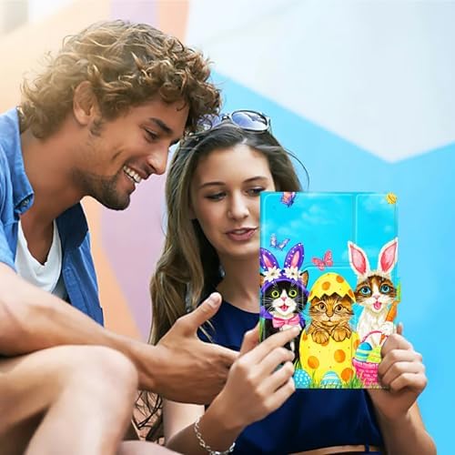 Universal Tablet Case for T-Mobile Revvl Tab 2 10.1" Model:9185W 2025/Revvl Tab 5G 10.36" 2023, 360 Degree Rotating Kickstand Protective Stand Leather Shell Cover for 9"-10.5", Rabbit Cat