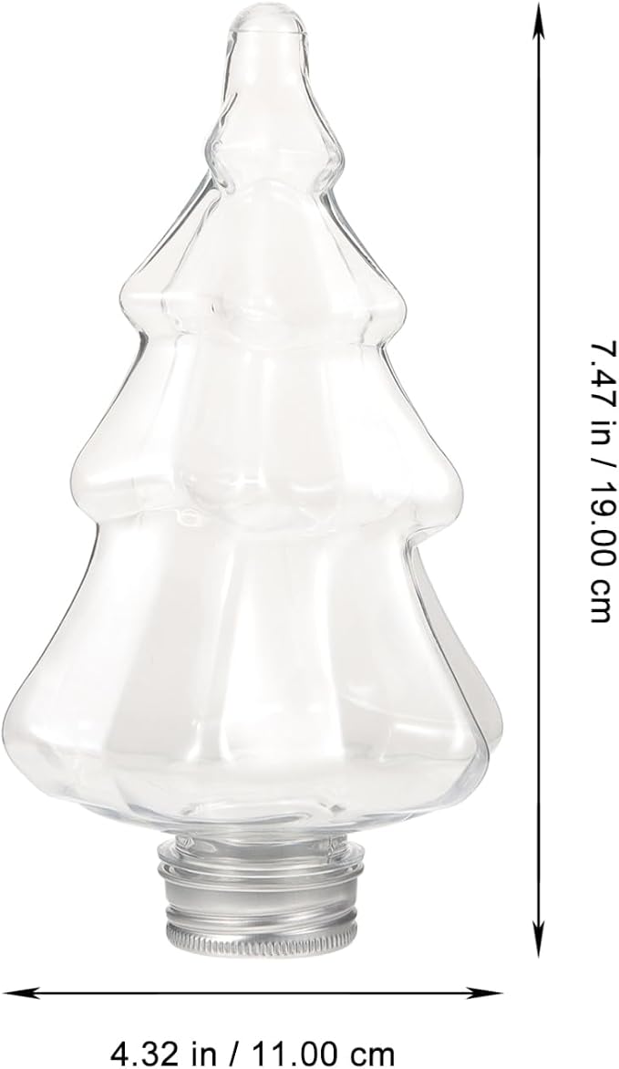 6set Christmas Tree Shaped Juice Bottles Reusable Cold Juice Containers with Caps for Milk Tea Candy Storage and Holiday Decorations