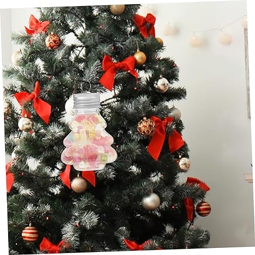 Levemolo 10pcs Christmas Shaped Juice Bottles Portable Beverage Containers for Juice and Candy Festive Decorations with Hanging Caps for Holiday Parties
