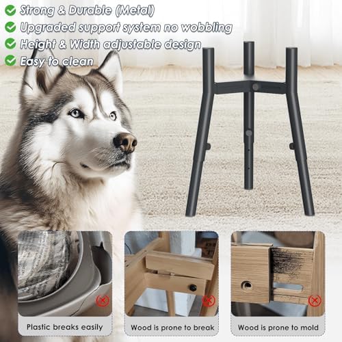 SHAINFUN Raised Dog Bowl Stand for Medium & Large & Extra Large Dogs, Adjustable Wide 7-10.7" Heights 9.8-13.4" (Bowl Not Included)