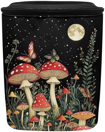 DISNIMO Butterfly Mushroom Car Trash Can with Lid Cute Car Accessories Leak Proof Car Trash Bag Hanging Car Garbage Can Multipurpose Storage Container for Back Seat Road Trip
