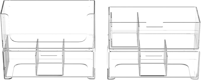 Bathroom Drawer Organizer Stackable Storage Drawers Clear Plastic Storage Bins Medicine Cabinet Organizer Makeup Organizers w Removable Divider Home Workspace Office Desktop Vanity Gift Idea 3Pack