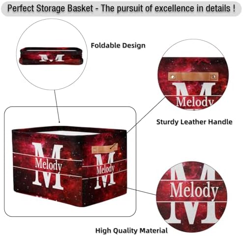 Personalized Storage Basket Initial Letter, Watercolor Red Universe