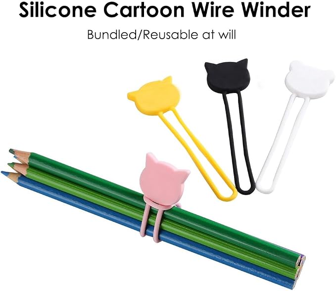 AKOAK Power Cord Organizer - Reusable Silicone Animal Shape Cord Winders - Headphone, Data, Mouse, Umbrella, Coat Hanger - Pack of 6