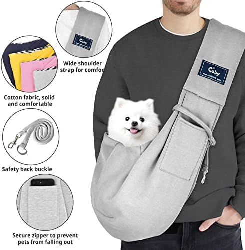 CUBY Dog and Cat Sling Carrier - Hands Free Reversible Pet Papoose Bag - Soft Pouch and Tote Design - Suitable for Puppy, Small Dogs Cats Outdoor