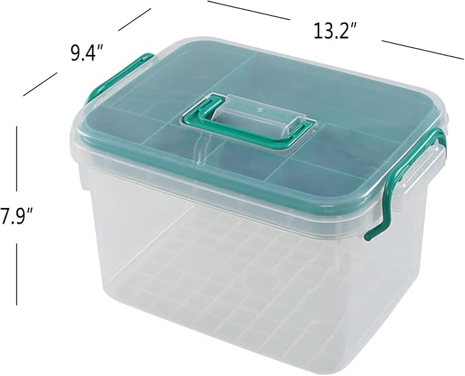 15QT Clear Medicine Organizer Box with Handle, Plastic First Aid Box | Medicine Container with Tray, Thickened Medicine Container Chest, for Home Organization Must, School, Dormitory, Travel, RV