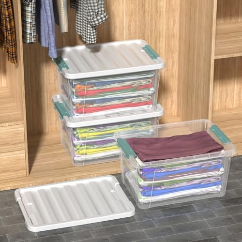 Sandmovie 36 Quart Large Clear Storage Bins, Plastic Storage Box, 6 Packs