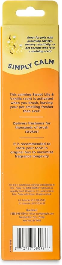 Arm & Hammer Deodorizing 2-in-1 Pin & Bristle Dog Brush, Fragrance Transfer Technology with Baking Soda, Detangling & Shedding, Dog Grooming Brush for Long Hair, Sweet Lily & Vanilla Scent - 2 Pack