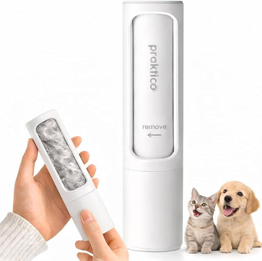 Portable Pet Hair & Lint Remover Roller – Compact Pet Hair & Lint Remover for Clothes, Furniture & Car | Eco-Friendly, Washable & Durable (White)