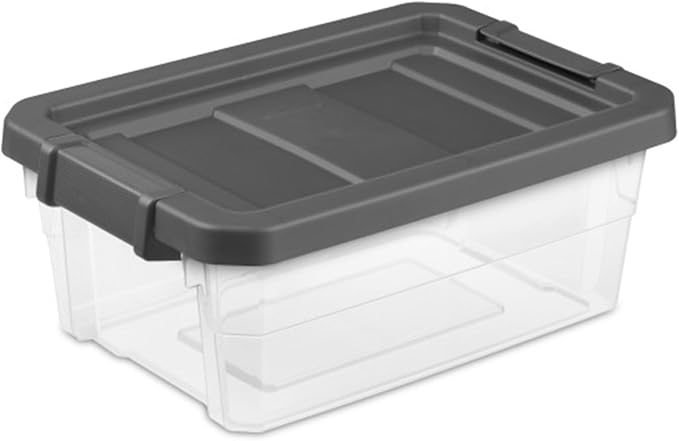Sterilite Modular Stacker Box with Latching Lid, 16 Quart, 6-Pack | Clear Plastic Storage Bins - Stackable Organizing Container Boxes for Closet, Bathroom, and Office