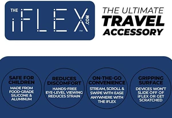 Cell Phone Stand and Tablet Stand for Air Travel, Work and Home- Flexible Phone Holder is the Perfect iPhone Stand and Holds Any Mobile Device- Non-Slip Grip, Strong and Durable- Dark Navy Blue