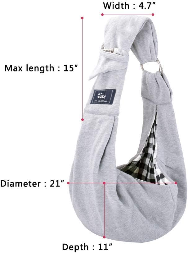 Dog and Cat Sling Carrier - Hands Free Reversible Pet Sling Bag - Ring Sling Adjustable - Suitable for Puppy, Small Dogs Cats Outdoor(Grey)