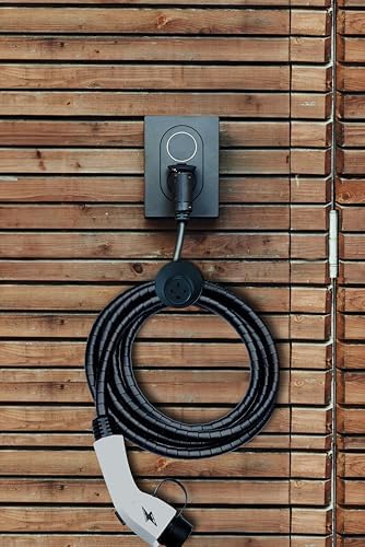 EV Charger Cable Protector, 23FT EV Charger Cord Cover,Wear/UV-Proof,EV Charger Cord Protector Flexible/Pet Resistant/Prevents Tread & Door Squeeze