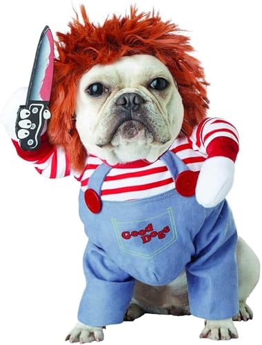 Deadly Doll Pet Costume - Dog & Cat Halloween Outfit, Small to Large Sizes, Spooky & Cool Apparel