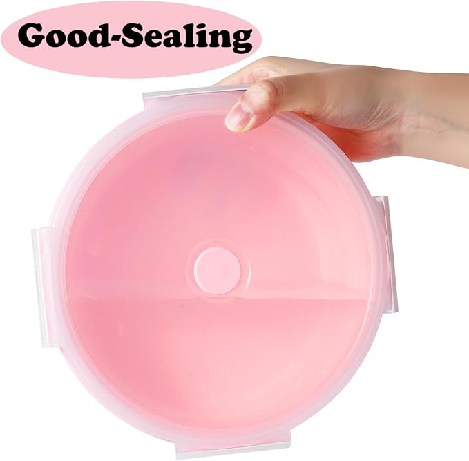 Joyinjojo Collapsible Dog Bowls with Lids, 2 Pack Portable Travel Dog Bowls for Small Medium Large Dogs, Silicone Foldable Outdoor Dog Cat Food Water Bowls for Camping Hiking Road Trip, Pink 40 oz