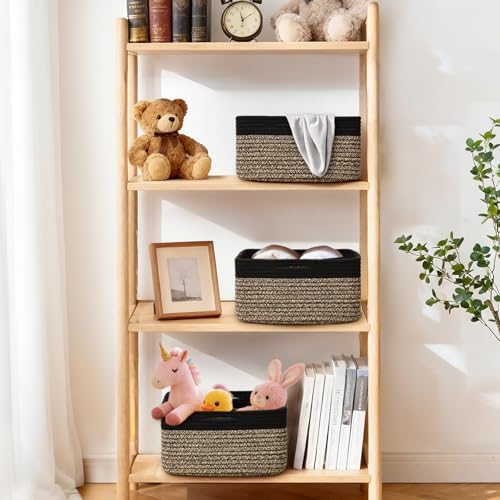 Storage Baskets for Shelves, 2 Pack Shallow Basket