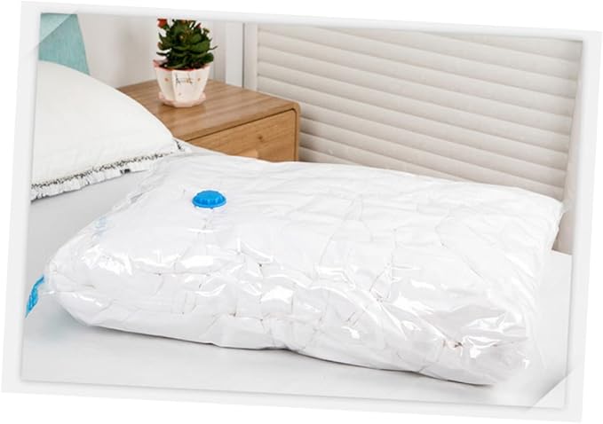 Vacuum Storage Bag for Duvets and Clothes, 80x120cm White | PET and PE Materials, Foldable Organizer for Room Storage, Vacuum Compression, Space Saving for Home Use