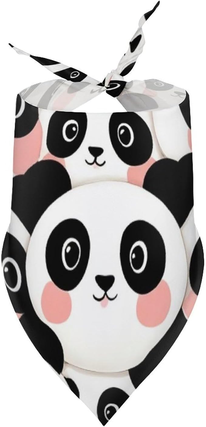 Lightweight Portable Triangle Handkerchief Cute Cartoon Pandas for Dogs and Cat Fashion Accessories, Summer Casual Comfy Pet Scarf