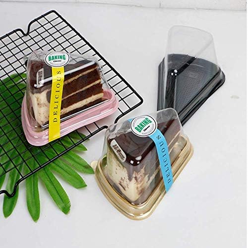 Set of 50 Cake Slice Container Cheesecake Cake Slice Container,black | Transparent Plastic Cakes Box Holder
