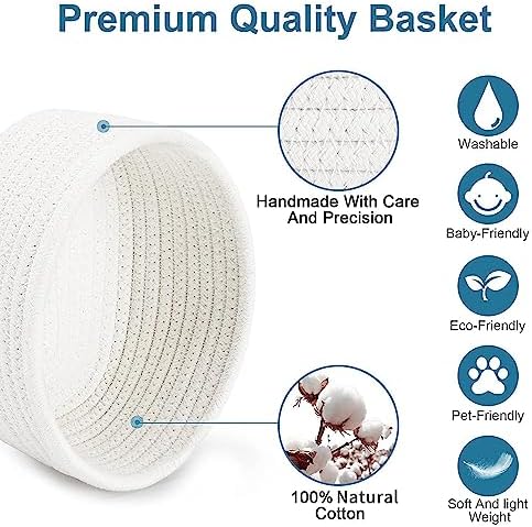 【2 Pack】 ABenkle Small Storage Baskets, Natural Cotton Rope Woven Baskets for Organizing, Tiny Oval Storage Easter Baskets, Small Basket, Cat Dog Toy Baskets, Bathroom Organization Bin